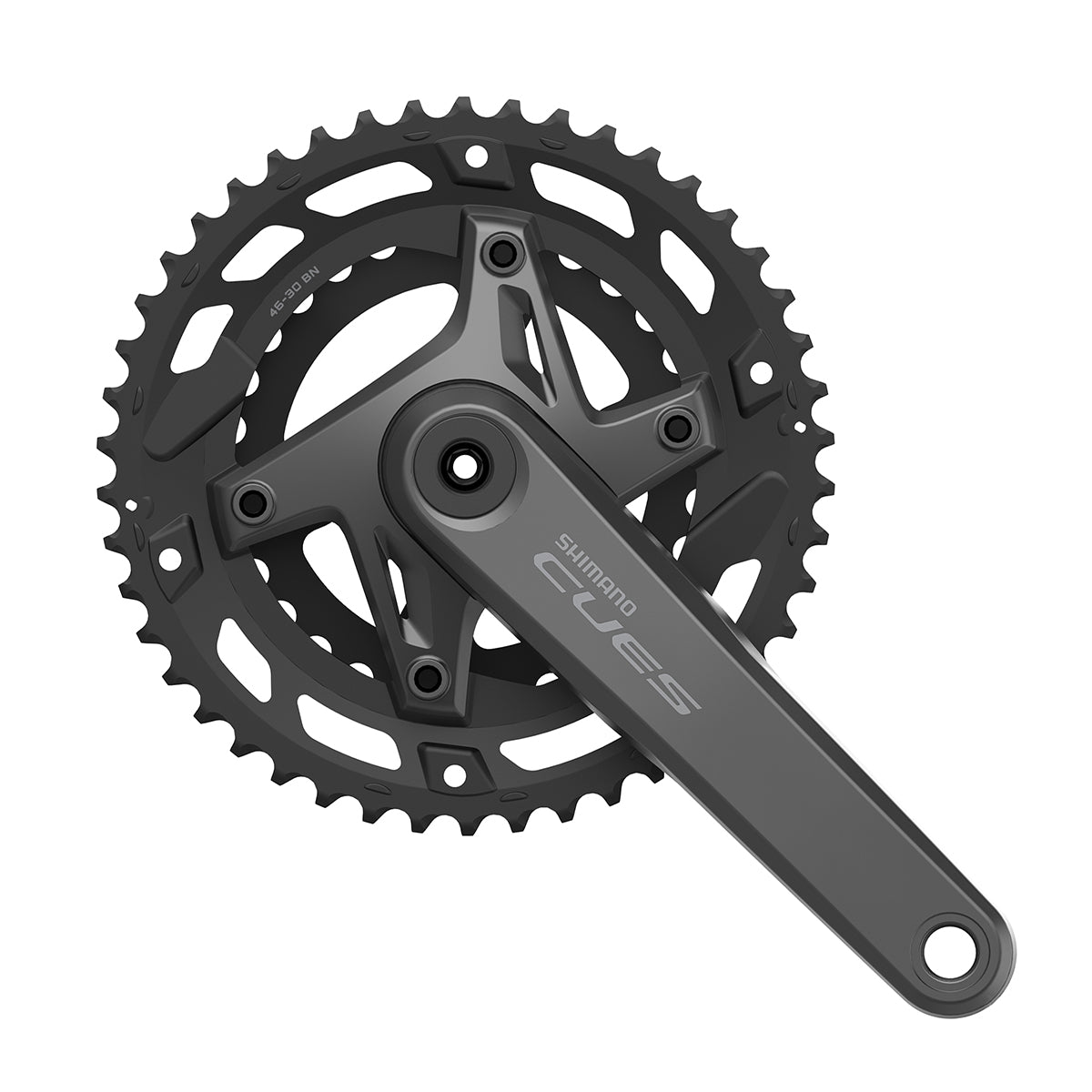 Juego Bielas/Platos Shimano Cues FC-U6000-2 46/30d 9/10/11v Sin Cazoletas Guia Cadena Negro