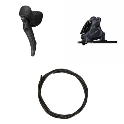 Kit Freno Disco Hidráulico Shimano GRX BR-RX410/BL-RX610 Delantero/Izquierdo Resina Aletas Adaptador 160mm Latiguillo 1000mm Negro #2